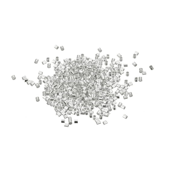 Uxcell 2000 Pack 1.5x1.5mm Crimp Tube Beads Making Crimp End Spacer Bead, Silver Tone