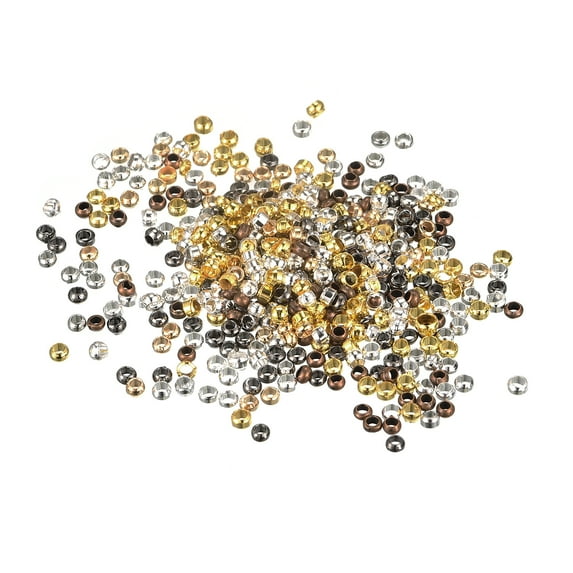 Uxcell 2000 Pack 2mm Round Crimp Beads Making Crimp End Spacer Bead, Multicolor