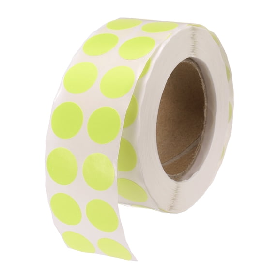 Uxcell 2000 Pcs Colored Dots Stickers, 1/2" Adhesive Round Color Coding Labels Sticky Polka Circle Price Sticker for Classroom Office Paper, Fluorescent Yellow (2000 Pcs Per Roll, 1 Roll)