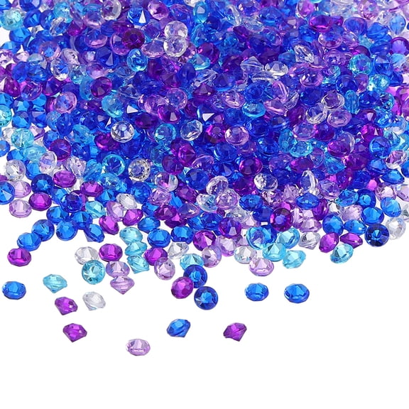 Uxcell 2000Pcs Wedding Table Scatter Confetti Diamond, 4mm Acrylic Bulk Fake Crystals Vase Diamonds Decorations for Table Centerpiece Wedding Bridal Party Vase Beads, Blue-Purple Tones