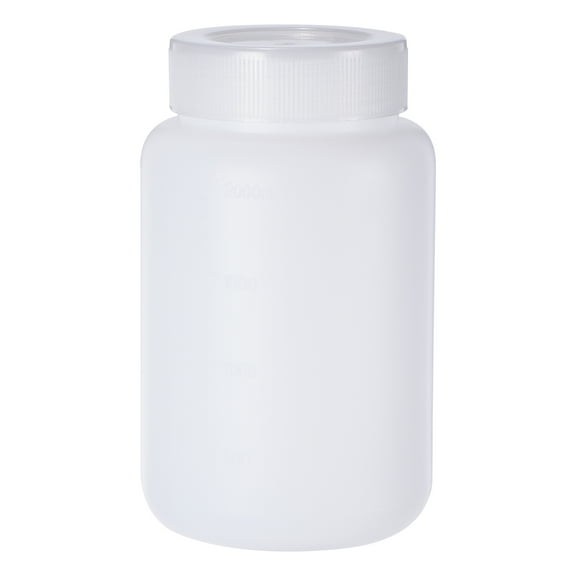 Uxcell 2000ml Reagent Bottles, HDPE Wide Mouth Round Bottles with Screw Cap Translucent White