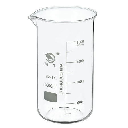 Uxcell 2000ml Tall Form Glass Beaker, 3.3 Borosilicate Graduated Lab Measuring Cups