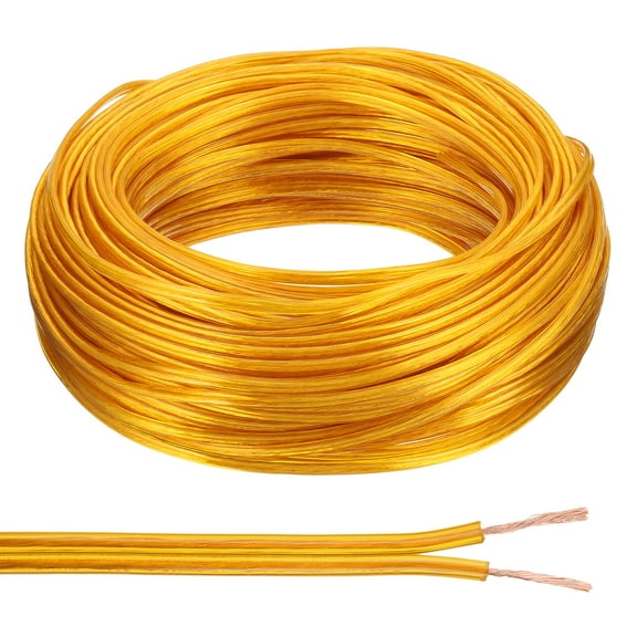 Uxcell 200Ft 18/2 Covered Wire, 300V SPT-1 Lamp Cord Insulated Heat Resistant Electronical Flexible Cable, Golden
