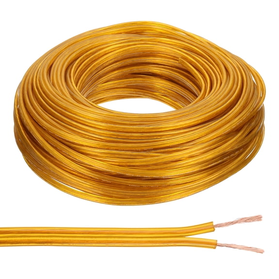 Uxcell 200Ft 18/2 Covered Wire, 300V SPT-2 Lamp Cord Insulated Heat Resistant Electronical Flexible Cable, Golden