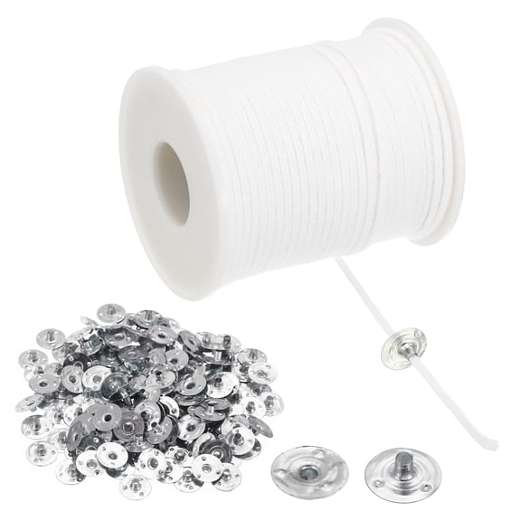 Uxcell 200Ft Braided Candle Wicks, 35 PLY Cotton Candle Wick Spool with Metal Candle Wick Sustainer Tabs