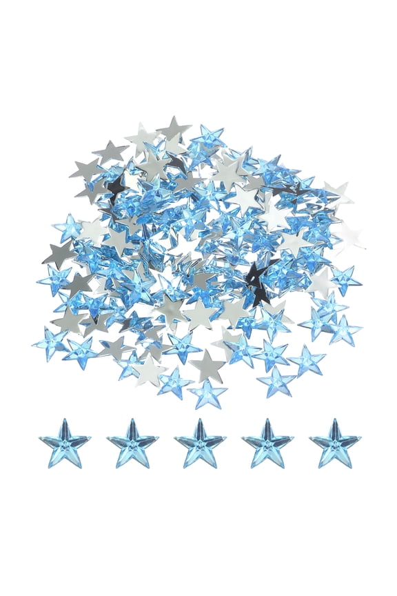 200PCS Acrylic Star Rhinestone 12x12mm Flat Back Plastic Gems for Craft Bead Face Painting Costume Jewelry Making Light Blue