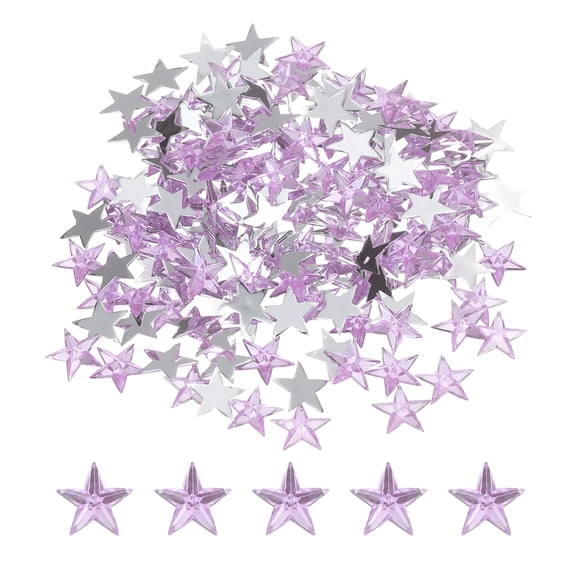 Uxcell 200PCS Acrylic Star Rhinestone 12x12mm Flat Back Plastic Gems for Craft Bead Face Painting Costume Jewelry Making Light Purple