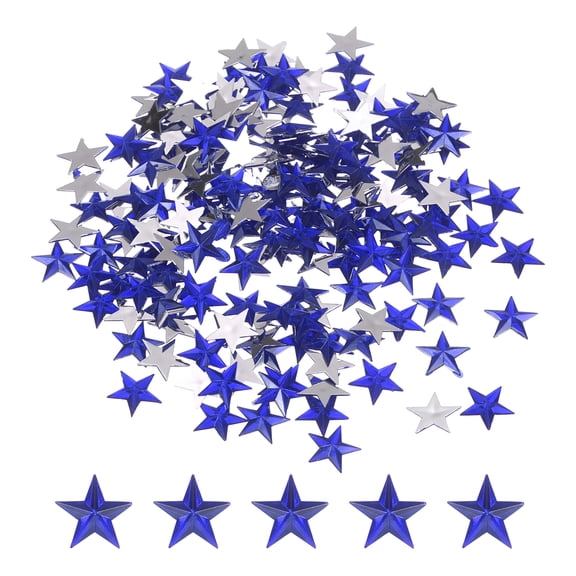 Uxcell 200PCS Acrylic Star Rhinestone 12x12mm Flat Back Plastic Gems for Craft Bead Face Painting Costume Jewelry Making Sapphire