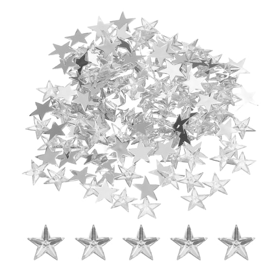 Uxcell 200PCS Acrylic Star Rhinestone 12x12mm Flat Back Plastic Gems for Craft Bead Face Painting Costume Jewelry Making White