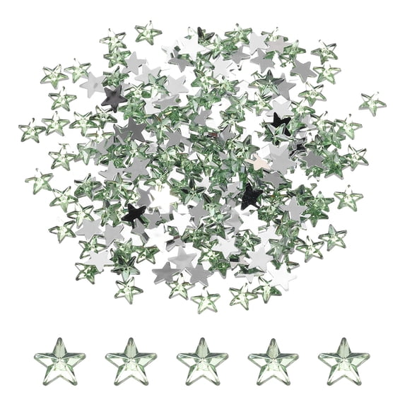 Uxcell 200Pcs Acrylic Star Rhinestone 0.24x0.24" Flat Back Plastic Gems Jewelry Stickers for Craft Light Green