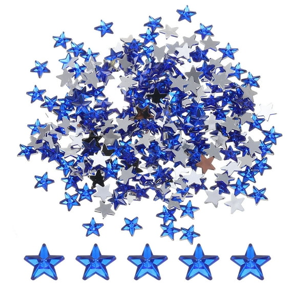 Uxcell 200Pcs Acrylic Star Rhinestone 0.24x0.24" Flat Back Plastic Gems Jewelry Stickers for Craft Sapphire Blue