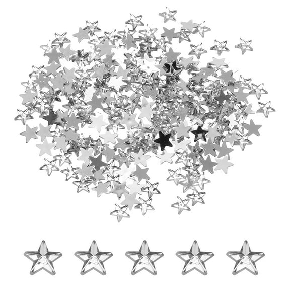 Uxcell 200Pcs Acrylic Star Rhinestone 0.24x0.24" Flat Back Plastic Gems Jewelry Stickers for Craft White