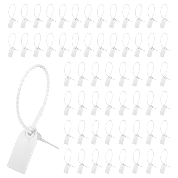 Uxcell 200PCS Plastic Tamper Seals (250mm Length, White) Zip Tie Labels Self-Locking Signage Pull Tight Security Tag Seals, for Clothing Anti-theft Logistics Mark Luggage Tag