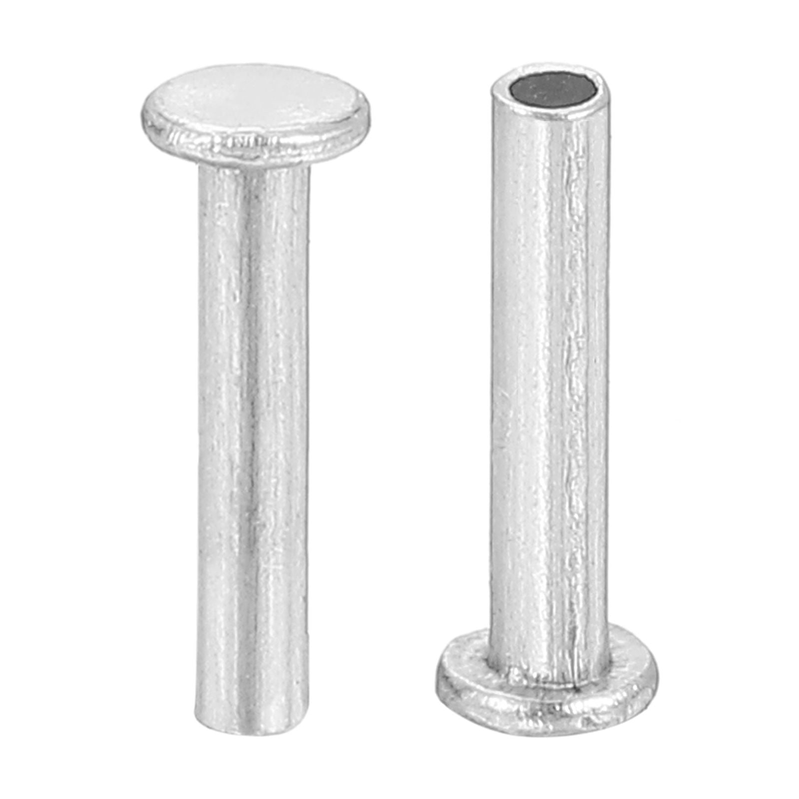 Uxcell 200Pack 2mm x 10mm Aluminum Flat Head Semi Tubular Rivets Silver ...