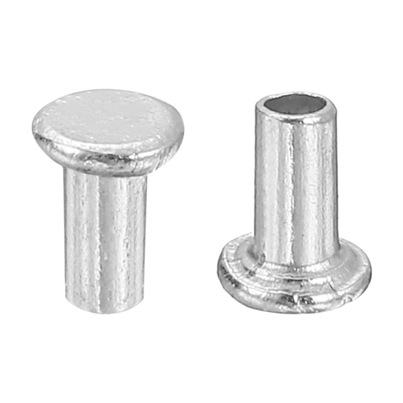 Uxcell 200Pack 2mm x 4mm Aluminum Flat Head Semi Tubular Rivets Silver ...