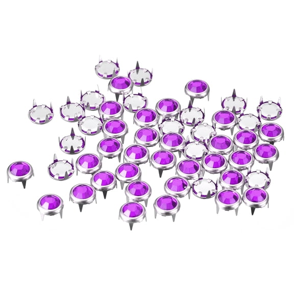 Uxcell 200 Pcs 8mm Rhinestone Stud Refills Embellishment Decorative Rivets Purple