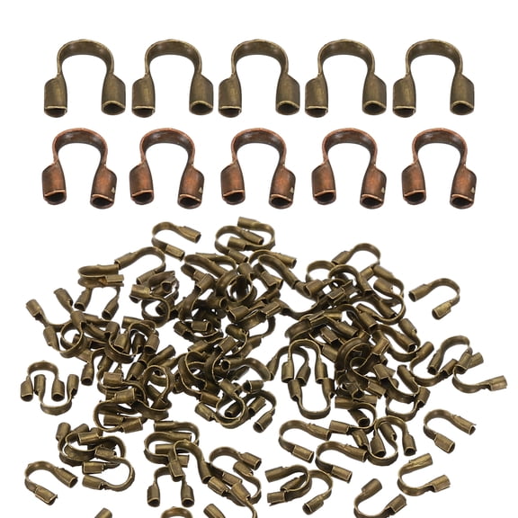 Uxcell 200Pcs 0.7mm Hole U Shape Wire Guard Thread Protector Set, Bronze, Red Copper