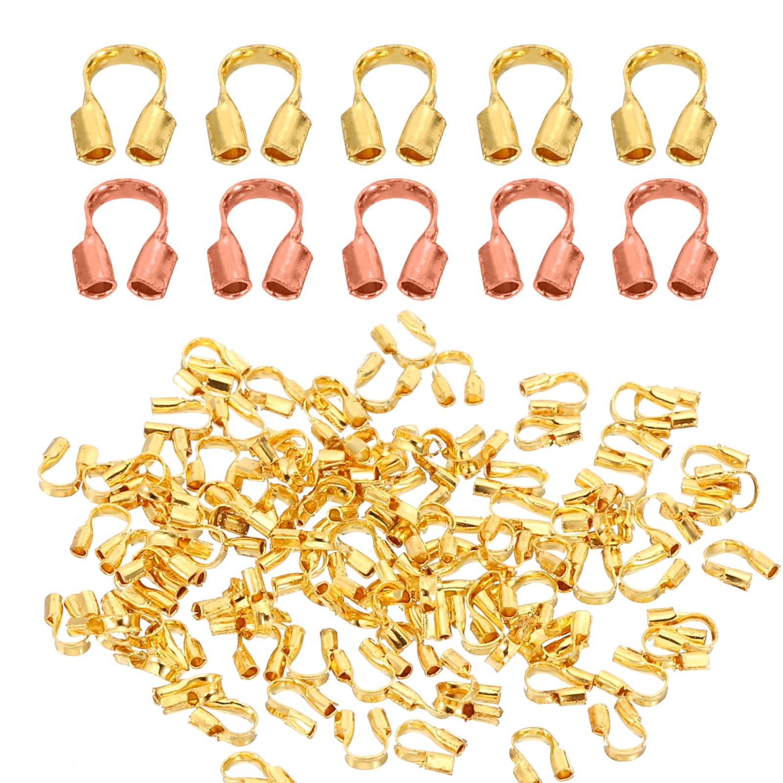 Uxcell 200Pcs 0.7mm Hole U Shape Wire Guard Thread Protector Set, Gold ...