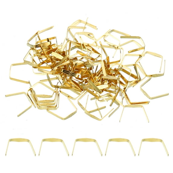 Uxcell 200Pcs 8x8mm Copper Chandelier Connector Pins Chandelier Crystal Clips, Gold