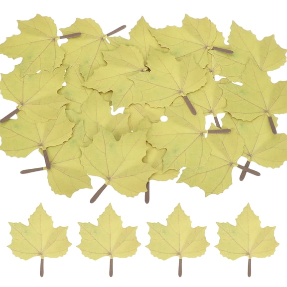 Uxcell 200Pcs Artificial Maple Leaves Fall Leave Cutouts Leaf Yellow with Glue 2.8x3.3"