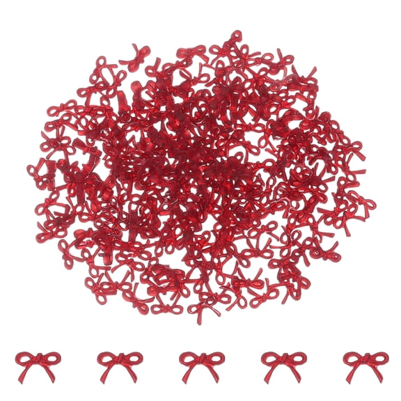 Uxcell 200Pcs Bow Nail Charms, 0.2" Cute Resin Mini Bows Decorations 3D Nail Bowknot for Birthday Party DIY Crafts Phone Case Jewelry Decoration, Red