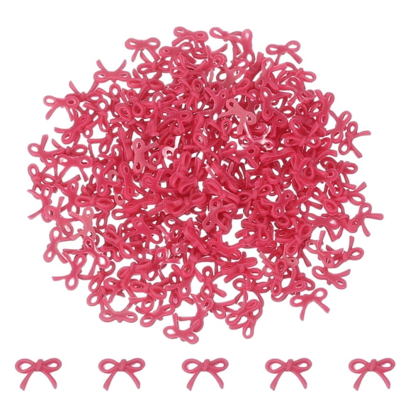 Uxcell 200Pcs Bow Nail Charms, 0.3" Cute Resin Mini Bows Decorations 3D Nail Bowknot for Birthday Party DIY Crafts Phone Case Jewelry Decoration, Rose Red