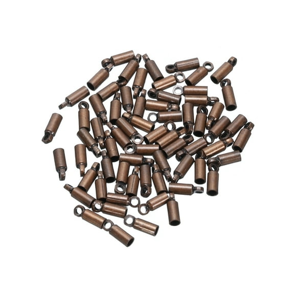 Uxcell 200Pcs Cord End Caps 6mm End Cap Barrel Beads Kumihimo 2mm Dia for Leather Cord Tassel Jewelry Making Copper Tone