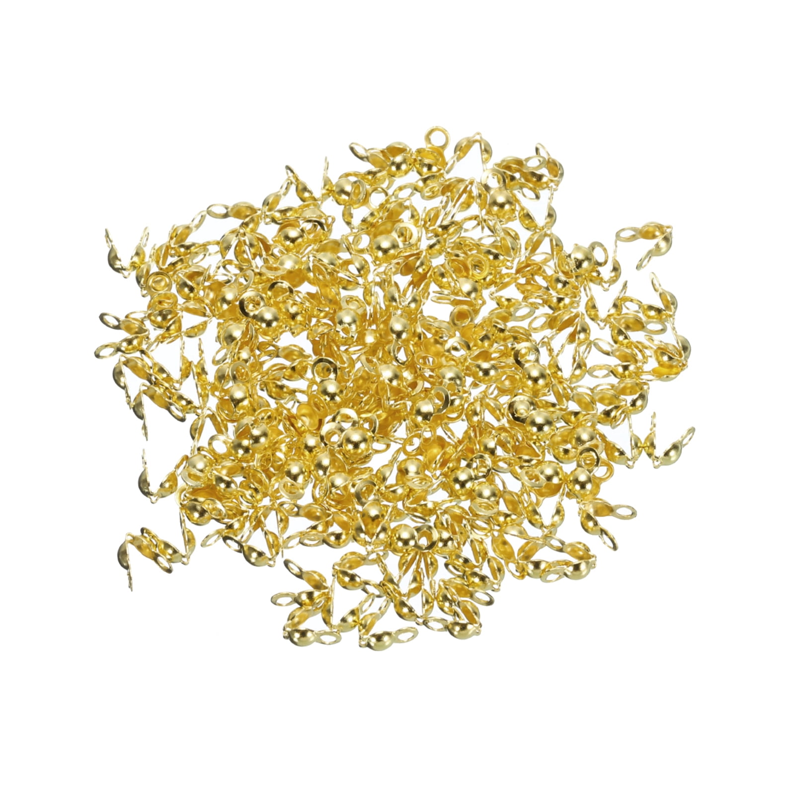 Uxcell 200Pcs End Cap Knot Cover 3mm Dia Clamshell Metal Plated Open ...