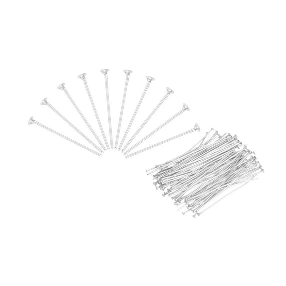 Uxcell 200Pcs Flat Head Pins for Jewelry Making 35mm Brass Flat Head Pins Jewelry Head Pins 20 Gauge Silver