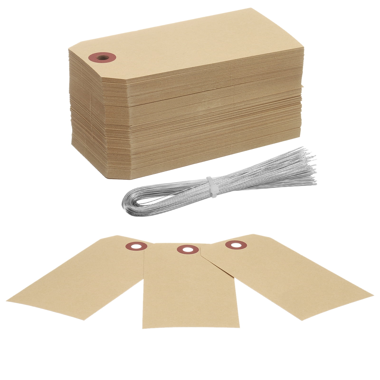 Uxcell 200Pcs Hang Tags, Tags with Wire String Paper Blank Labeling ...