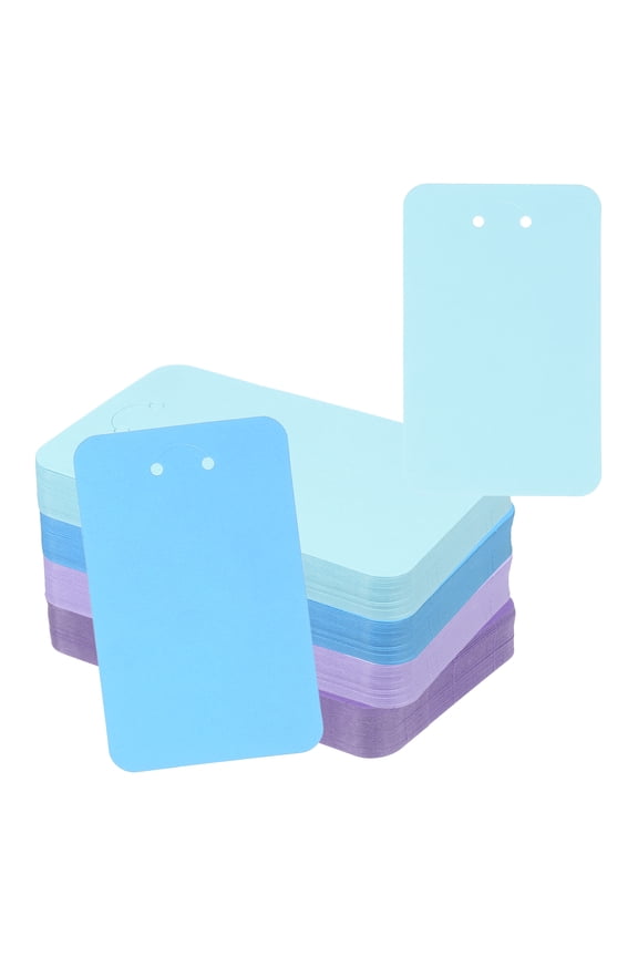 200Pcs Keychain Display Cards, 3" x 4.7" Kraft Paper Keychain Holder Display Card, Blank Hanging Tags for Keyring Jewelry Packaging Supplies, Light Blue/Blue/Violet/Purple