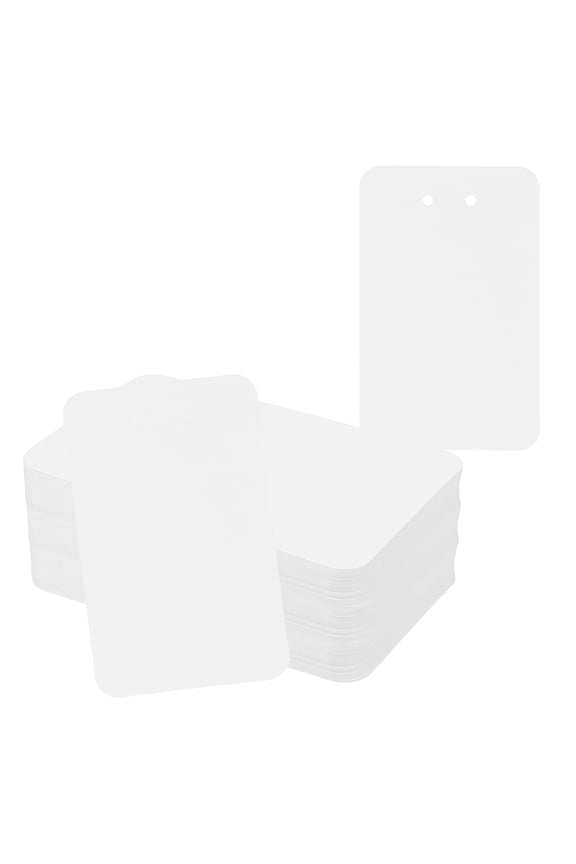 200Pcs Keychain Display Cards, 3" x 4.7" Kraft Paper Keychain Holder Display Card, Blank Hanging Tags for Keyring Jewelry Packaging Supplies, White