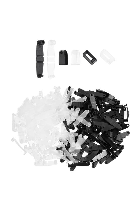200Pcs Plastic Keychain Clips, Clear Acrylic Snap Connectors Tabs Card Holder Rings for Keys Rings Office Credit Card Crafts Jewelry Making Bulk, Black/ transparent