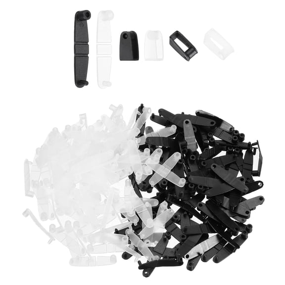 Uxcell 200Pcs Plastic Keychain Clips, Clear Acrylic Snap Connectors Tabs Card Holder Rings for Keys Rings Office Credit Card Crafts Jewelry Making Bulk, Black/ transparent