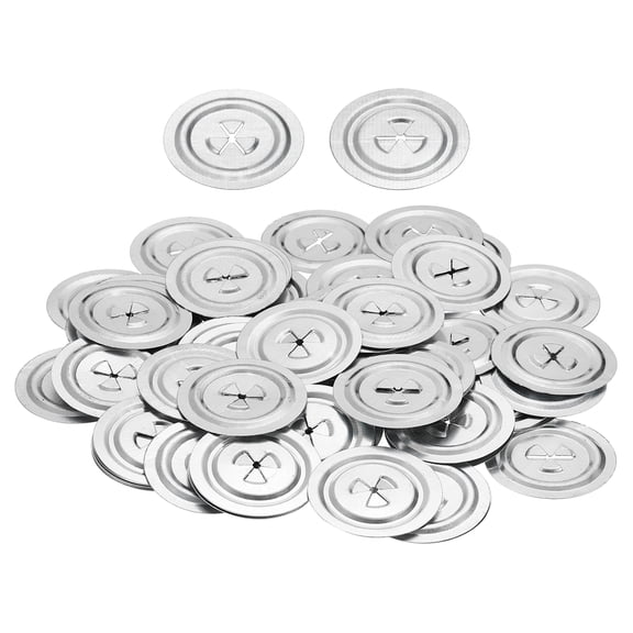 Uxcell 200Pcs Self Locking Washers (2 Inch) for Perforated Insulation Pins - Galvanized Iron Metal, Round Flat Plaster Washer for Wall/Ceiling