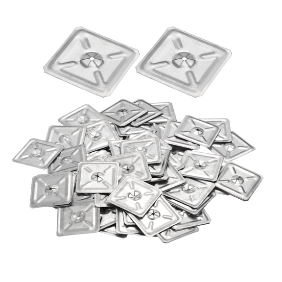 Uxcell 200Pcs Self Locking Washers (2 Inch) for Perforated Insulation Pins - Galvanized Iron Metal, Square Flat Plaster Washer for Wall/Ceiling