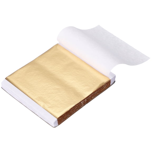 Uxcell 200Pcs Sheet Gold Leaf Sheets 3.3"x3.7" Booklet Paper Copper Foil