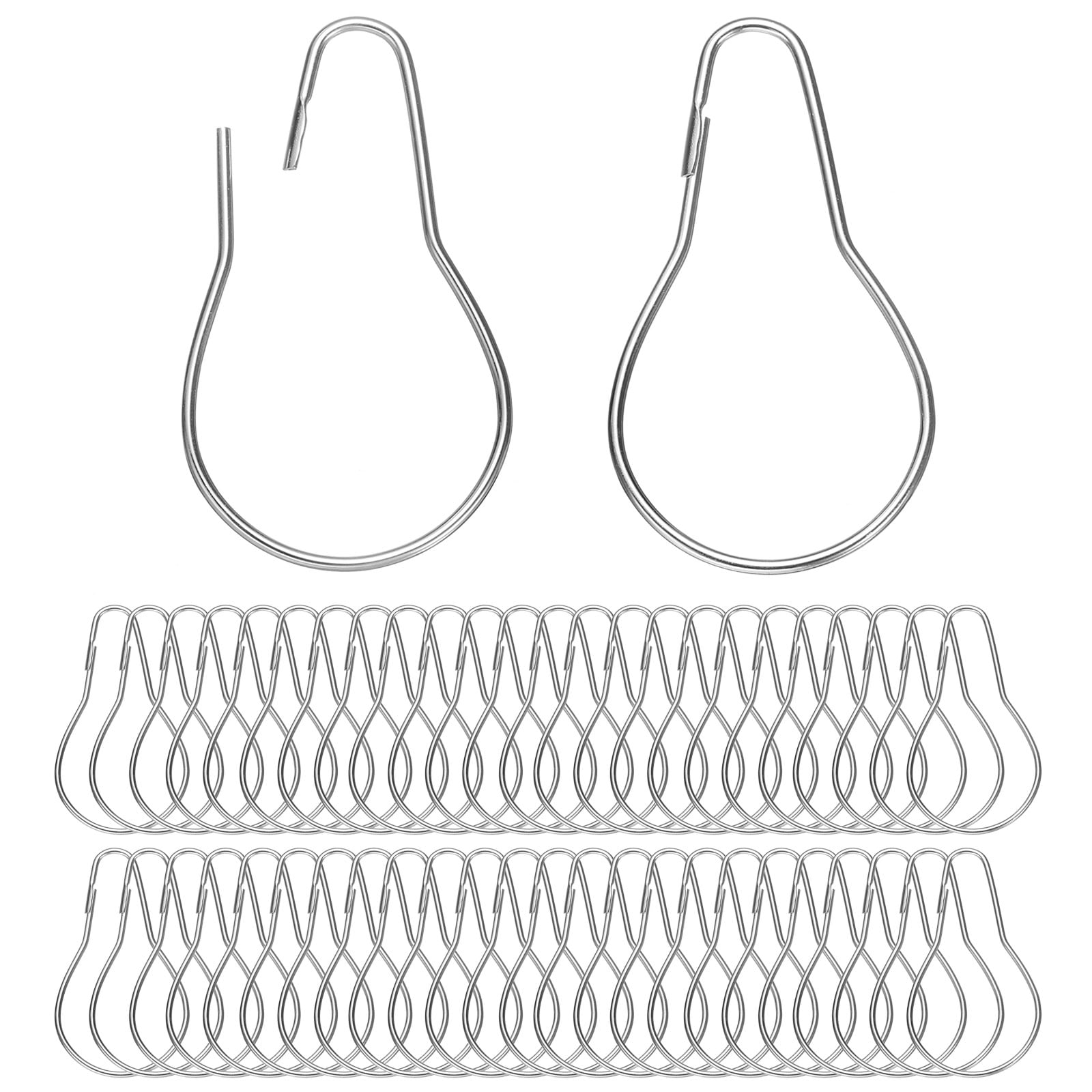 Uxcell 200Pcs Silver Shower Curtain Hooks, Rust Proof Metal Shower Curtain Rings Curtain Hangers for Bathroom Bedroom Kitchen Home Curtain Applications