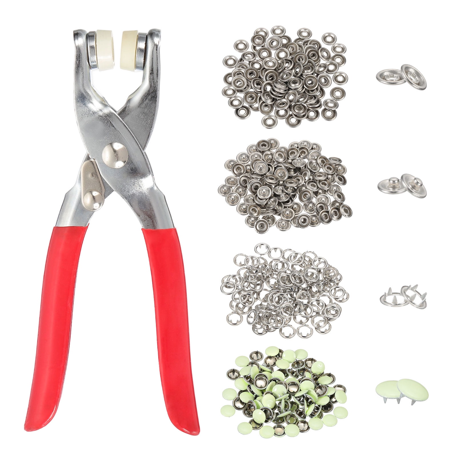 Uxcell 200Set Metal Snap Button Kit 10mm Solid Prong Snap Buttons with Fastener Pliers for Sewing Fabric Leather Clothing Rain Coat Diapers Bibs Crafting, Beige