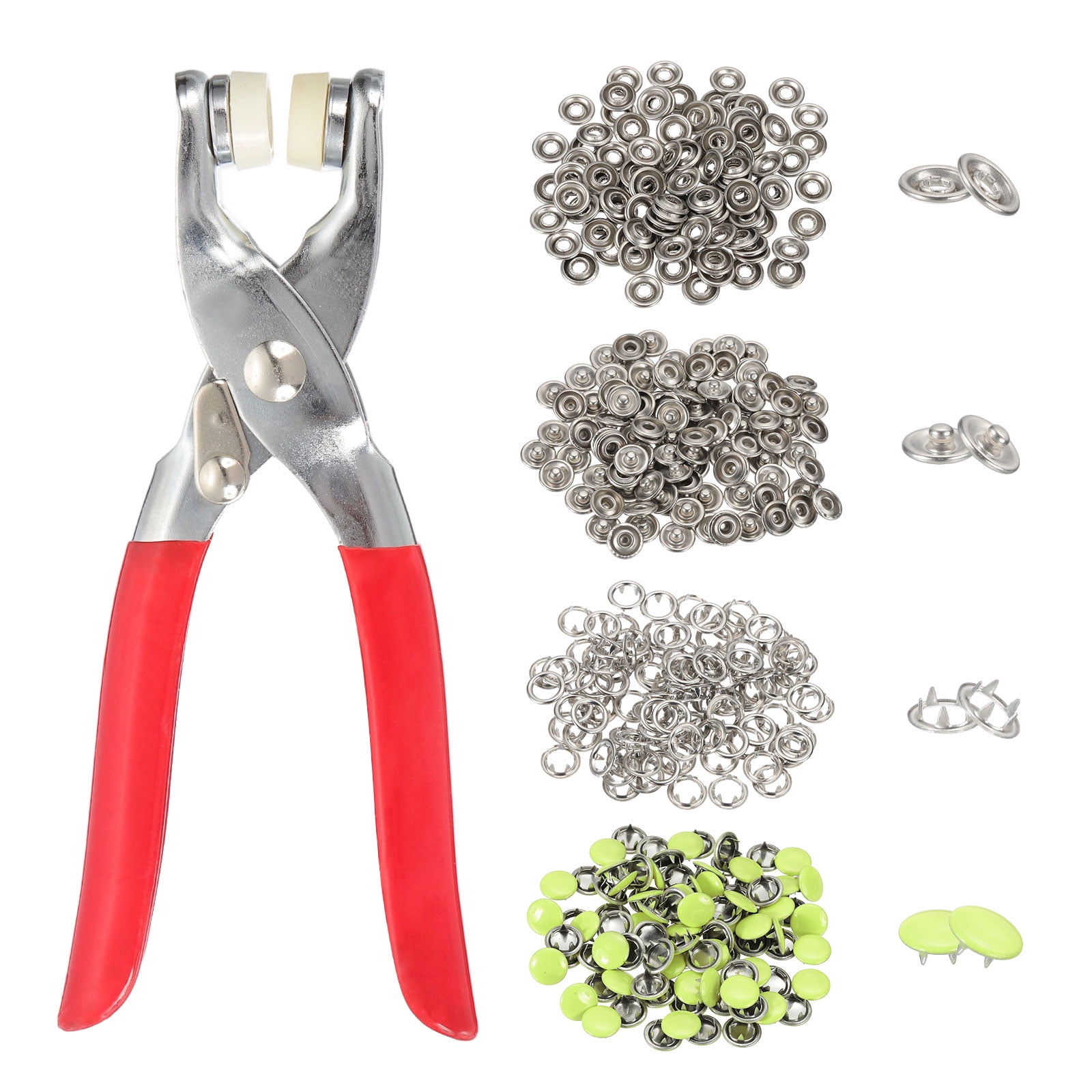 Uxcell 200Set Metal Snap Button Kit 10mm Solid Prong Snap Buttons with Fastener Pliers for Sewing Fabric Leather Clothing Rain Coat Diapers Bibs Crafting, Light Yellow