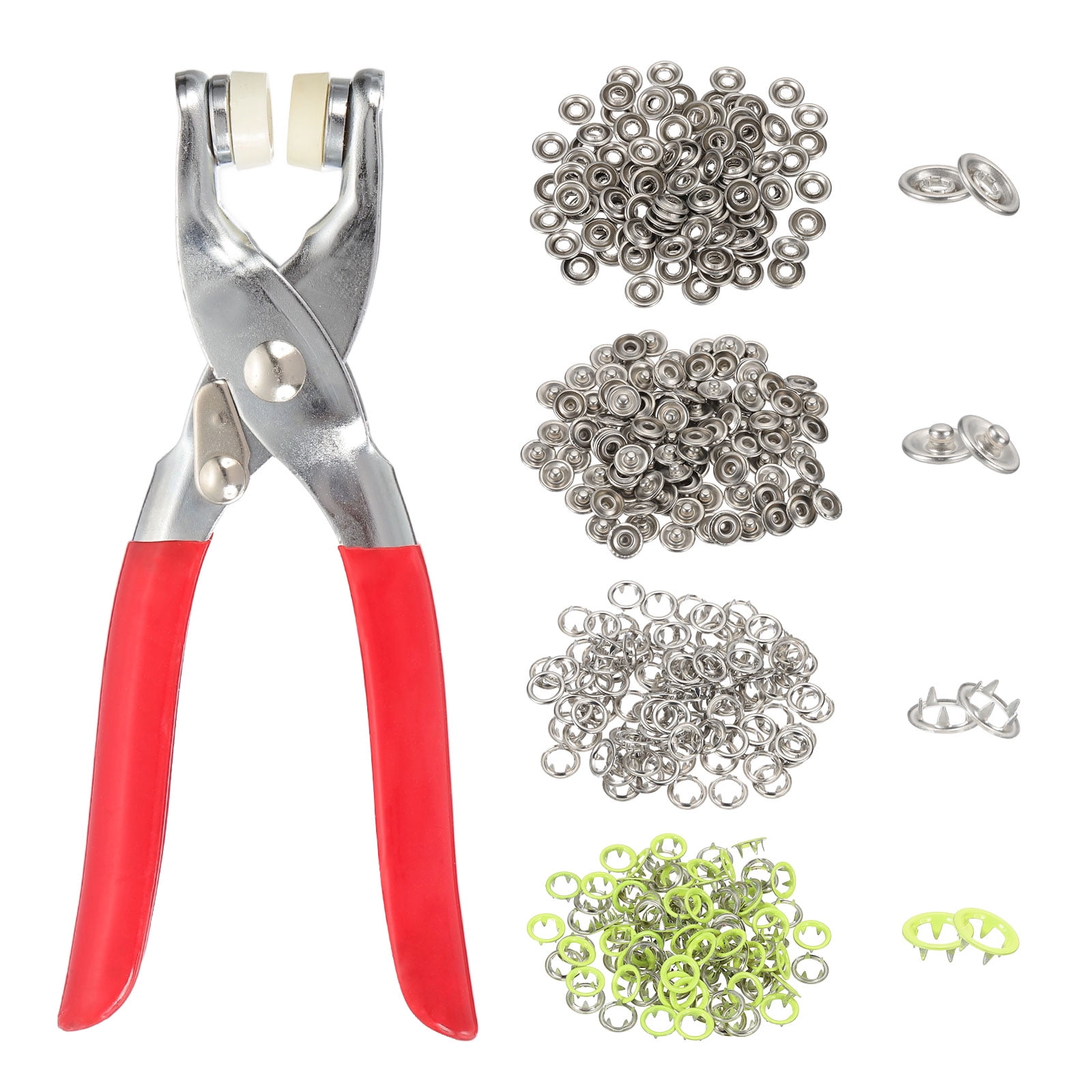 Uxcell 200Set Metal Snap Button Kit 9.5mm Hollow Prong Snap Buttons with Fastener Pliers for Sewing Fabric Leather Clothing Rain Coat Diapers Bibs Crafting, Light Yellow