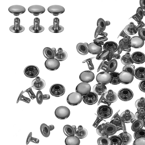 Uxcell 200Sets Single Cap Rivet 9mm Carbon Steel Round Head Snap Studs, Gunmetal