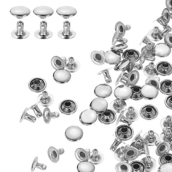 Uxcell 200Sets Single Cap Rivet 9mm Carbon Steel Round Head Snap Studs, Silver