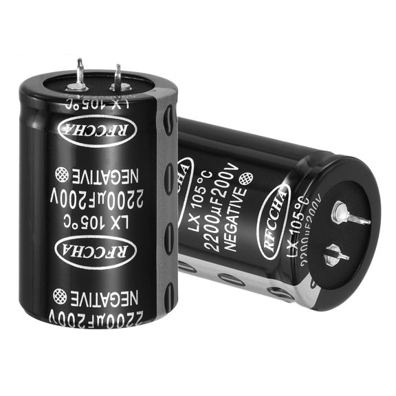 Uxcell 200V 2200uF Snap in Electrolytic Capacitor, 2 pcs 2 Pin Audio Amplifier Aluminum Electrolytic Capacitor for Filter Audio Smart Home Appliances(Black,51.5x35mm)