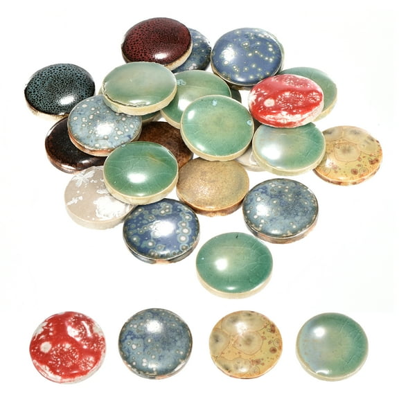 Uxcell 200g Ceramic Mosaic Tiles for Crafts Bulk, Big Round Multicolor Ceramic Tiles for Mosaic Kits