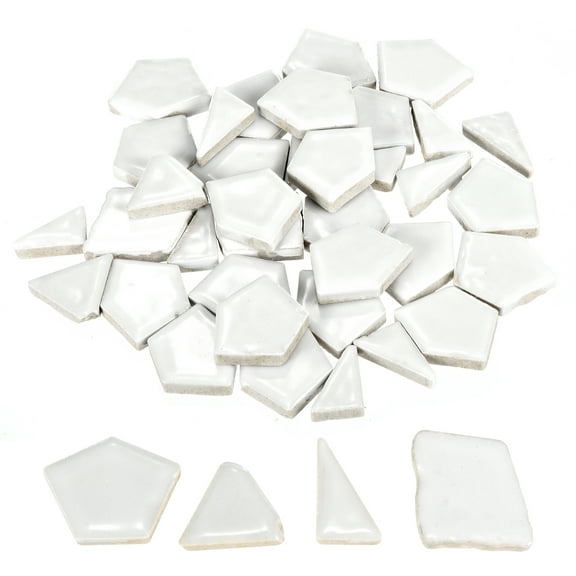 Uxcell 200g Ceramic Mosaic Tiles for Crafts Bulk, Irregular White Ceramic Tiles for Mosaic Kits