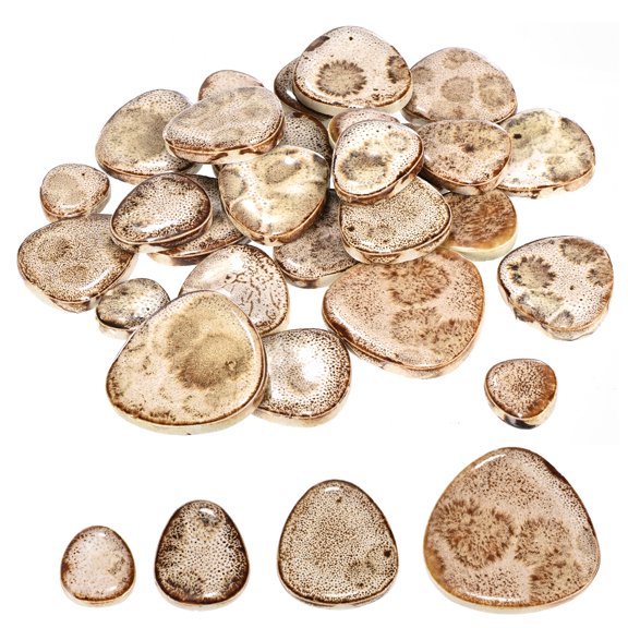 Uxcell 200g Ceramic Mosaic Tiles for Crafts Bulk, Pebble Brown Glazing Ceramic Tiles for Mosaic Kits