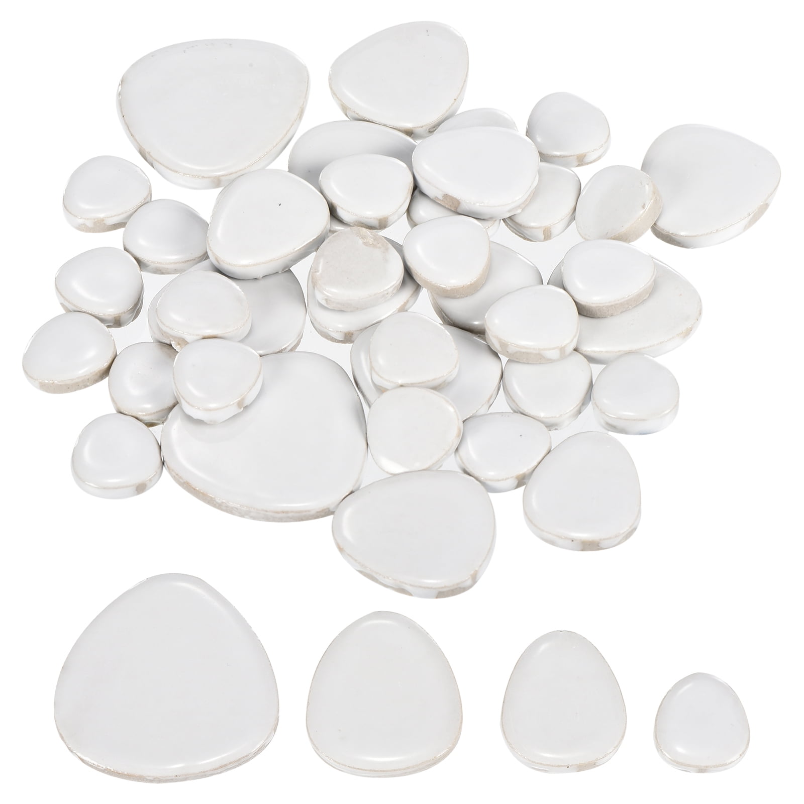 Uxcell 200g Ceramic Mosaic Tiles for Crafts Bulk, Pebble White Ceramic