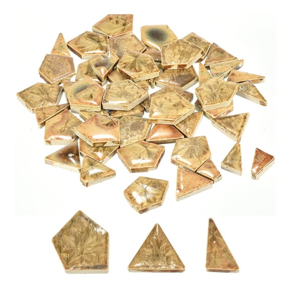 Uxcell 200g Ceramic Mosaic Tiles for Crafts Bulk, Polygon Brown Ceramic Tiles for Mosaic Kits