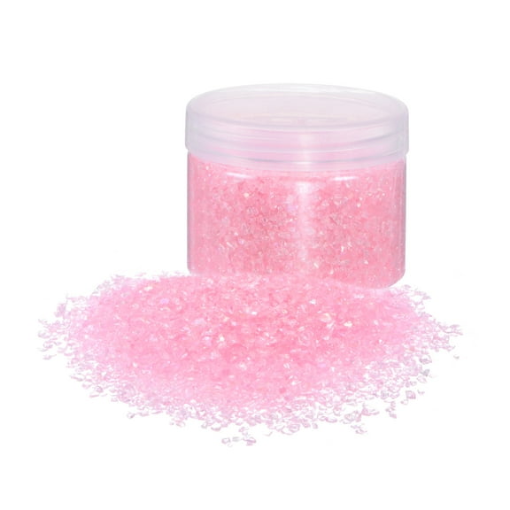 Uxcell 200g Crushed Glass Chips 1-3mm Irregular Broken Sprinkles Chunky Glass for Crafts DIY Vase Filler, Pink